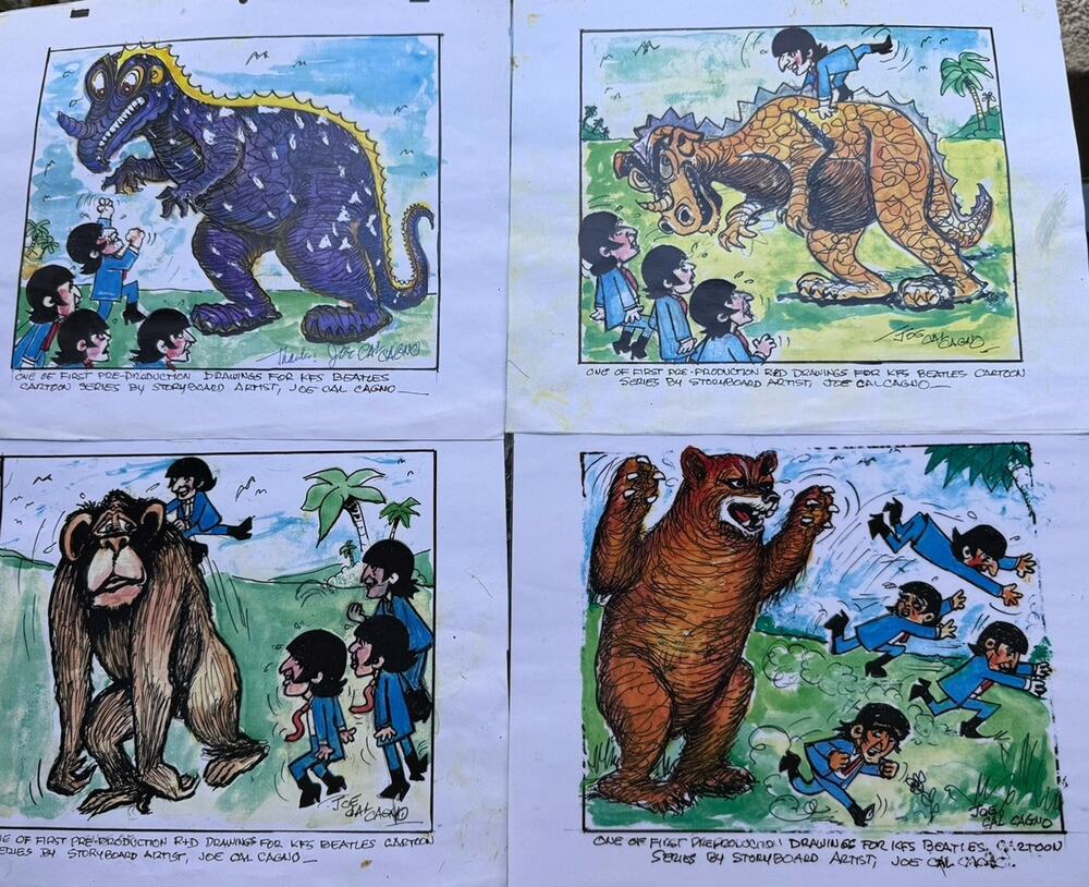 Beatles Cartoon 1965 Original Production Art Joe Calcagno Signed Multi Variation